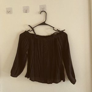 Hollister Black Long Sleeve Off Shoulder Blouse